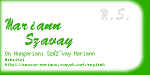 mariann szavay business card